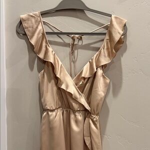Show me your Mumu Elegant Champagne Ruffle Dress